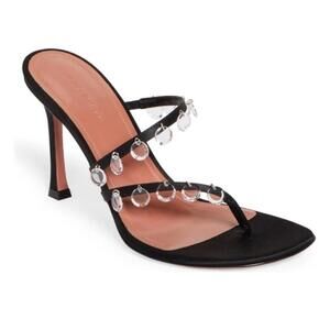 New Amina‎ Muaddi Tina Satin Crystal Charm sandals size 37.5EU